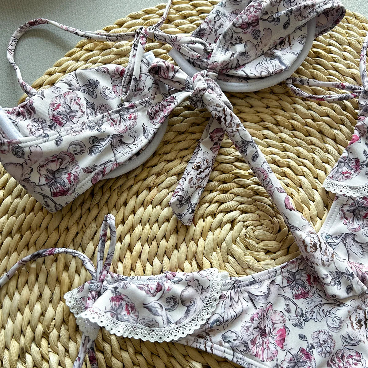 Biquíni Floral Plissado – Aisha