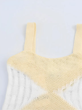 Vestido Feminino Longo de Tricô Vazado com Alças Finas – Michelle