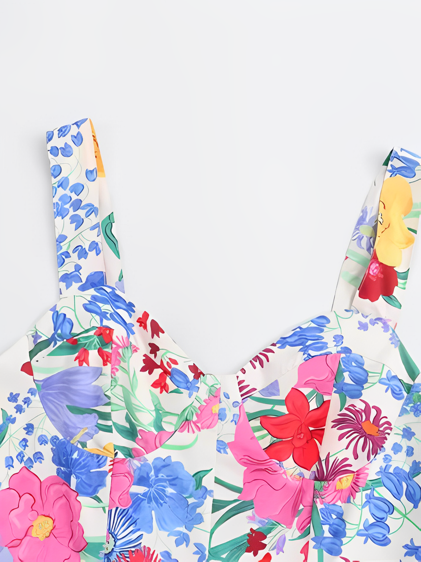 Vestido Feminino Longo Estampado Floral com Alças Finas e Decote Coração – Penélope