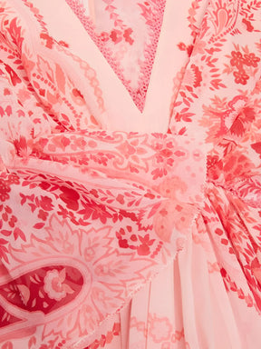 Vestido Feminino Longo Estampado de Manga Longa e Acinturado – Yasmin