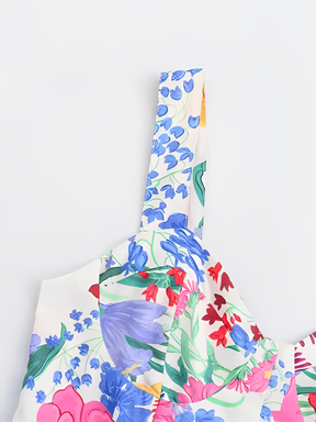 Vestido Feminino Longo Estampado Floral com Alças Finas e Decote Coração – Penélope