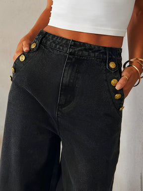 Calça Jeans Feminina Pantalona Cintura Média – Eloísa