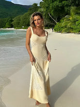 Vestido Feminino Longo de Tricô Vazado com Alças Finas – Michelle