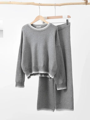 Conjunto Feminino com Suéter e Calça com Detalhes em Crochê – Sabrina