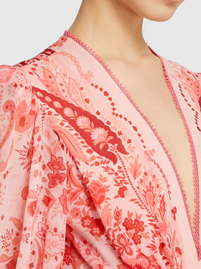 Vestido Feminino Longo Estampado de Manga Longa e Acinturado – Yasmin