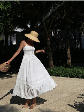 Vestido Longo Franzido com Bordado – Inês