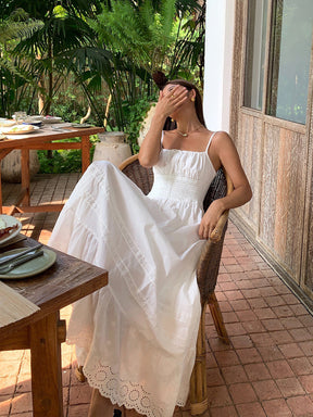 Vestido Longo Franzido com Bordado – Inês