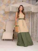 Vestido Stella Bicolor Verde Exército