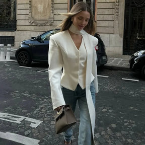 Conjunto Tulipa 3 Peças Feminino Elegante com Blazer e Vestido Curto – Jaqueline