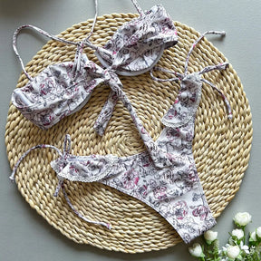 Biquíni Floral Plissado – Aisha